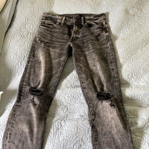 American black distressed mens jeans